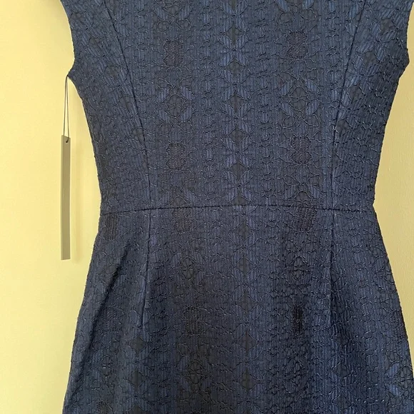 SCANLAN THEODORE Corded Lace & Silk Trim Shoulder Pad Midi Zip Dress NWT - XS/0
